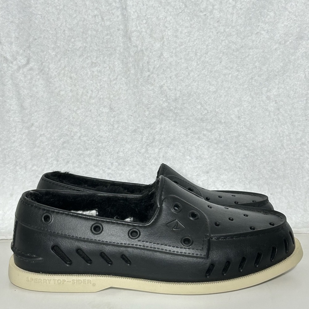 Sperry Womens A/O Float Cozy Faux Fur Lined Cut-Outs Boat Slip On Shoes SZ US 8